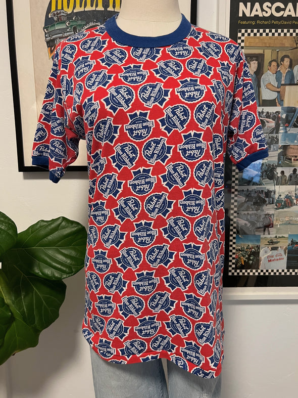 Rare Vintage 1970s/80s PBR All Over Print Ringer