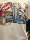 Vintage 90s Cowboy Boots 'n' Cats Grungy Tee