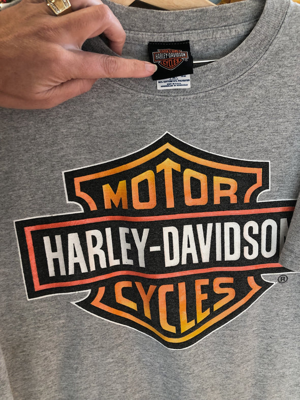Vintage Harley Emblem Grey Boxy Tee