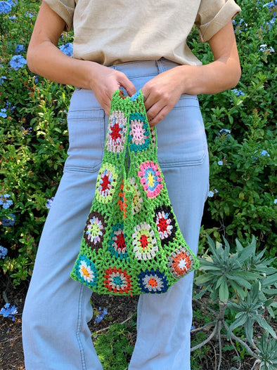 Green Crochet Square Bag