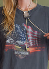 Vintage Y2K Harley Eagle and Flag Faded Tee