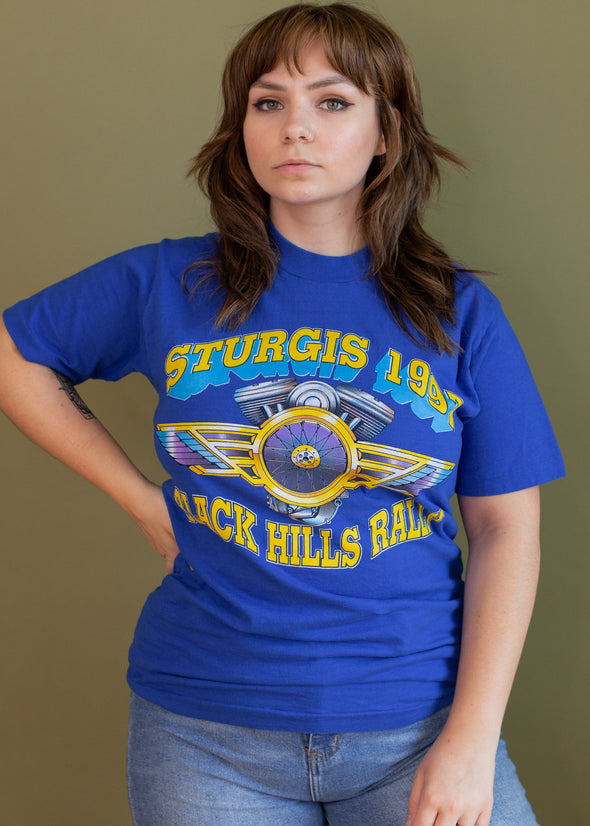 Vintage 1997 Sturgis Blue Tee