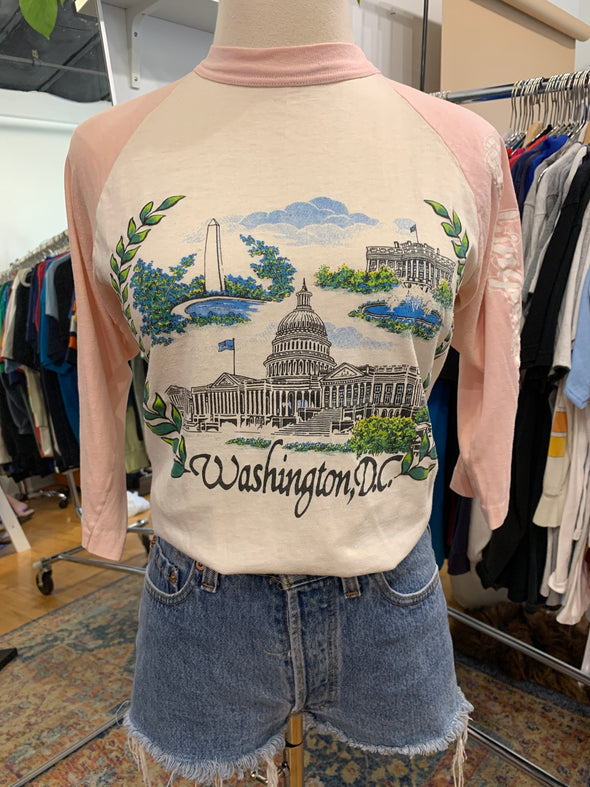Vintage 1970's/80'a  Washington D.C. Raglan Tee