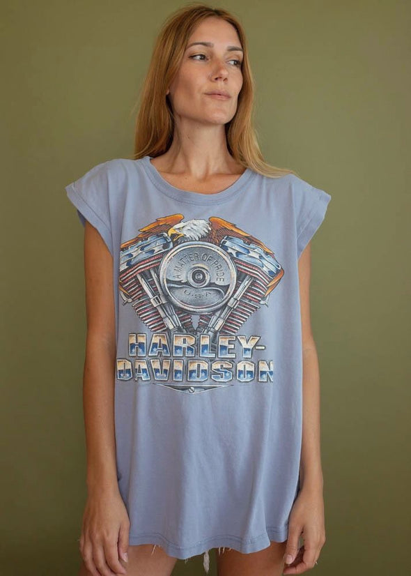 Vintage 1995 Harley V Twin Grey Muscle Tank