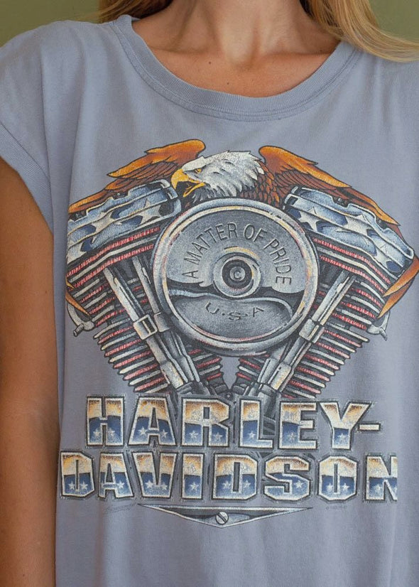 Vintage 1995 Harley V Twin Grey Muscle Tank