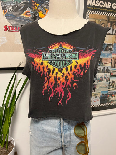 Vintage Harley Flame Cropped Tank
