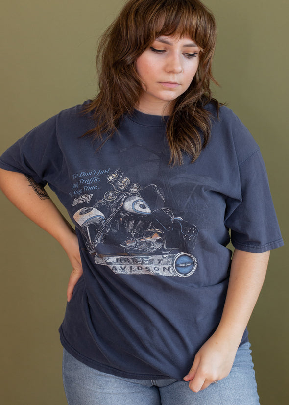 Vintage 90s Faded Blue Harley CT Tee