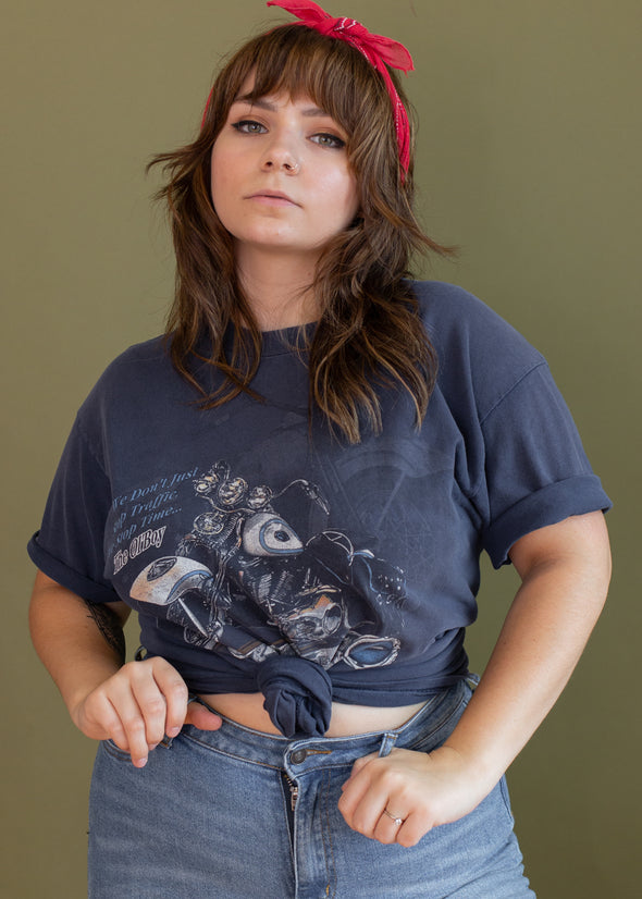 Vintage 90s Faded Blue Harley CT Tee