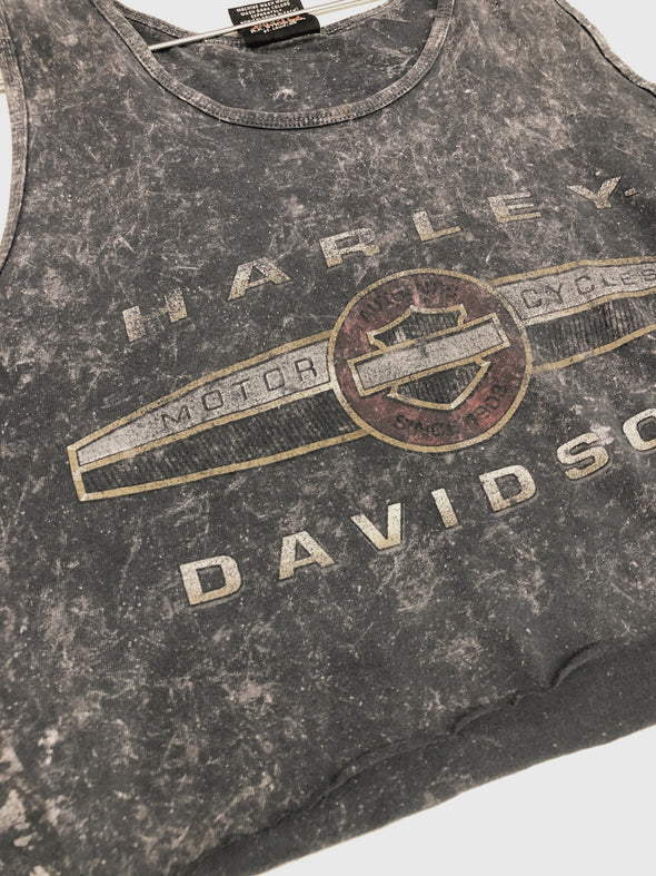 Vintage Acid Wash Harley Cropped Tank
