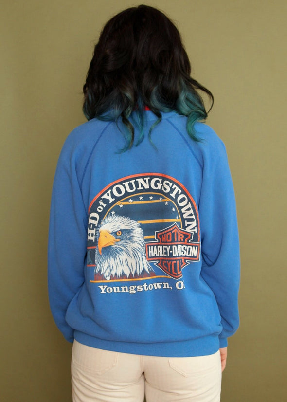 Vintage 80s/90s Harley Eagle Blue Sweatshirt