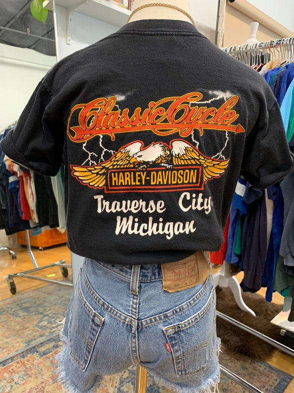Vintage 1980's 3D Emblem Harley USA Pocket Tee