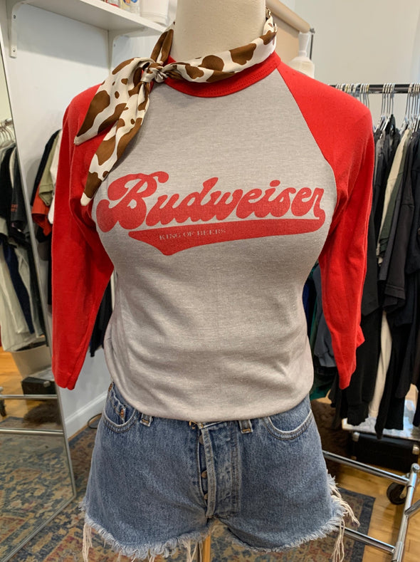 Vintage 1980's Budweiser Beer Ringer Tee