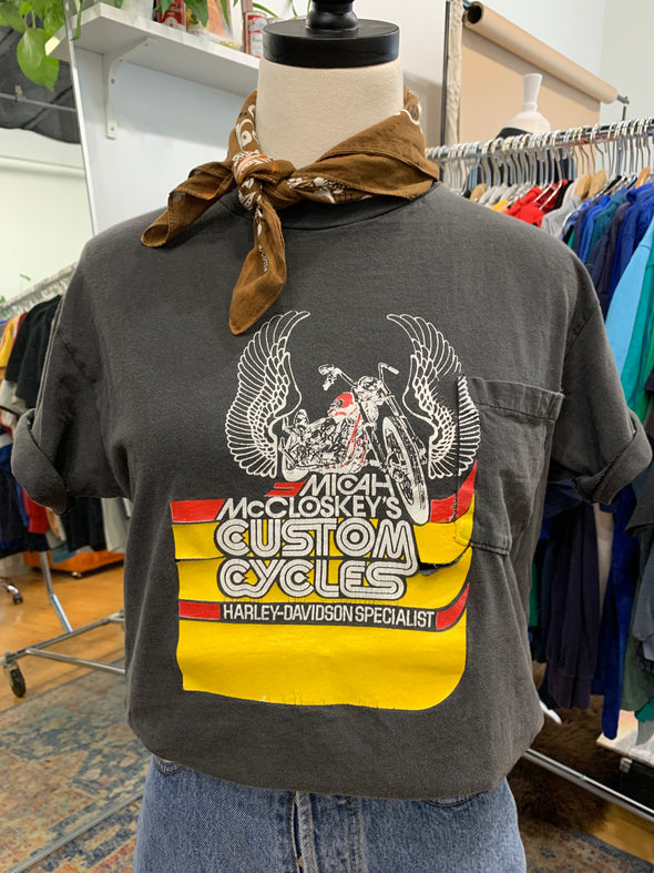 Vintage 1980's Micah McCloskey's Custom Pocket Harley Tee