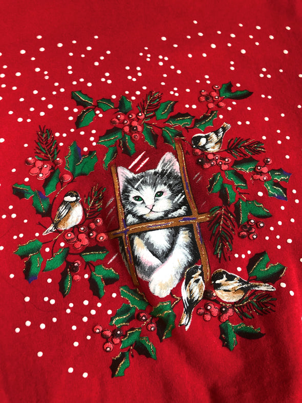 Vintage 90s Cat Christmas Crewneck