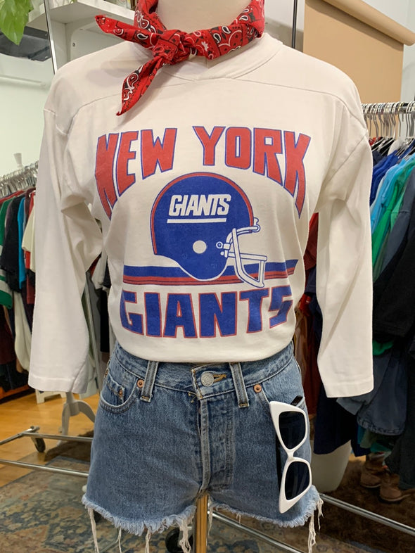 Vintage 1980's NY Giants Jersey Style 3/4 Sleeve Tee