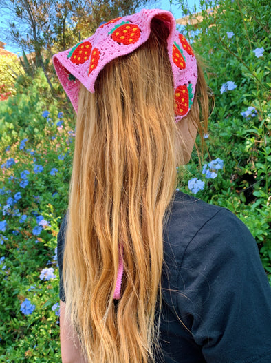 Strawberry Crochet Head Scarf