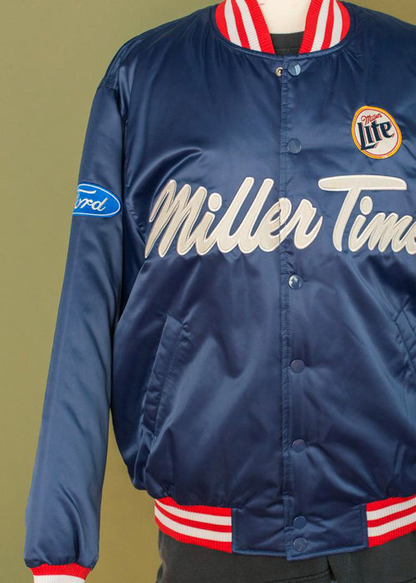 Vintage NOS Miller Time NASCAR Satin Bomber