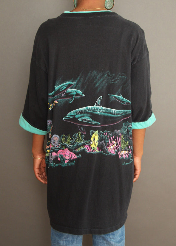 Vintage 1992 Mirage Dolphin Tshirt Dress