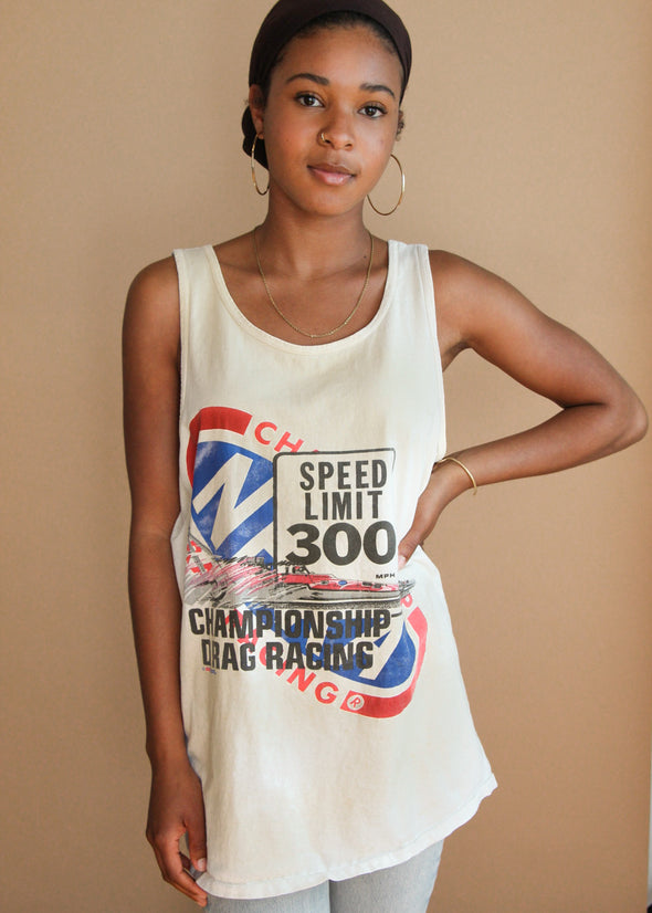 Vintage 90s Grungy NHRA Tank