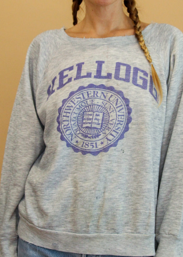 Vintage 1980's Thrashed Kellogg Northwestern Sweatshirt