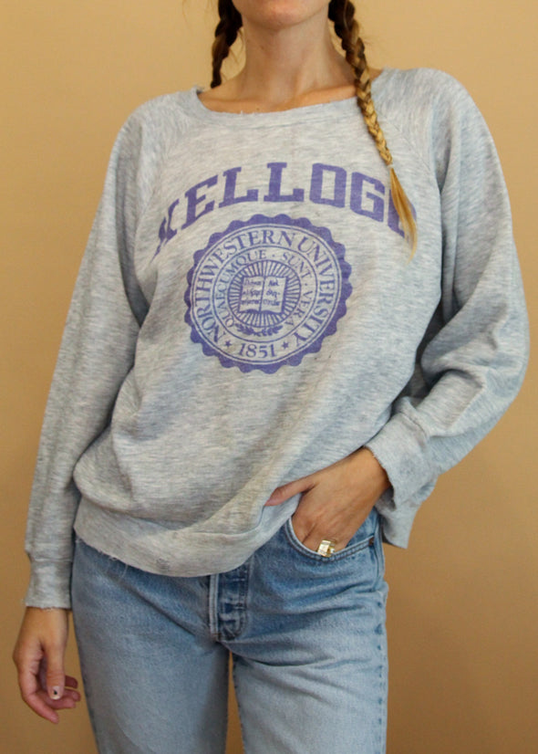 Vintage 1980's Thrashed Kellogg Northwestern Sweatshirt