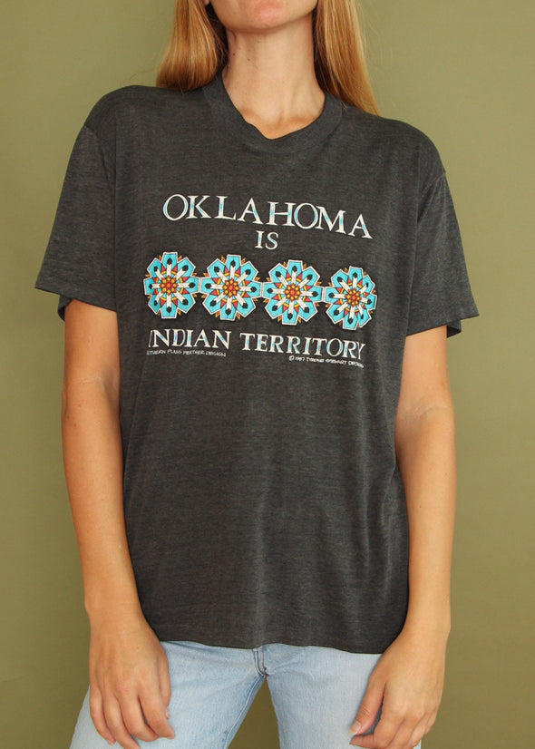 Vintage 1987 Paper Thin Oklahoma Indian Territory Tee