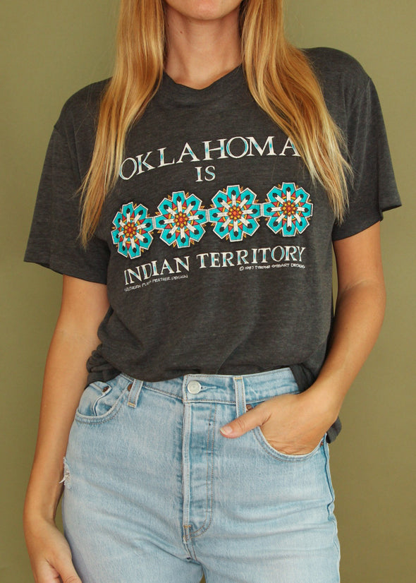 Vintage 1987 Paper Thin Oklahoma Indian Territory Tee