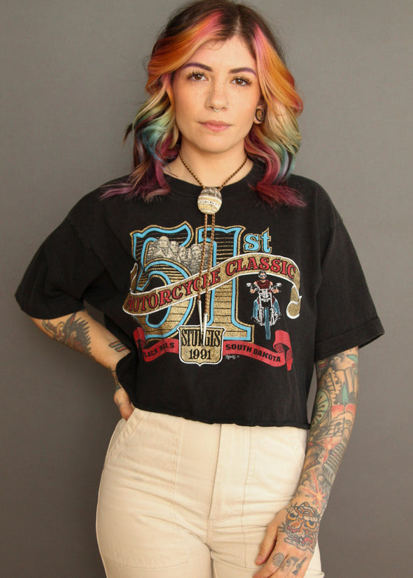 Vintage 1991 Sturgis Cropped Tee