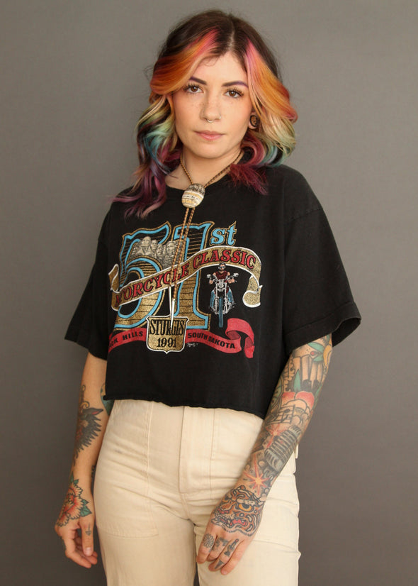 Vintage 1991 Sturgis Cropped Tee