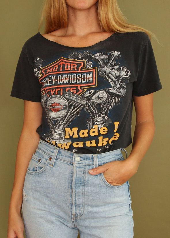 Vintage 1993 Harley Scoop Neck Tee