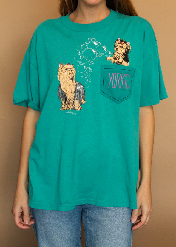 Vintage 1994 Grungy Yorkies Pocket Tee