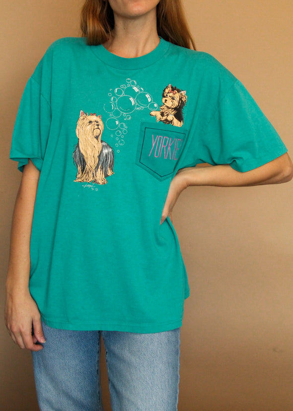 Vintage 1994 Grungy Yorkies Pocket Tee