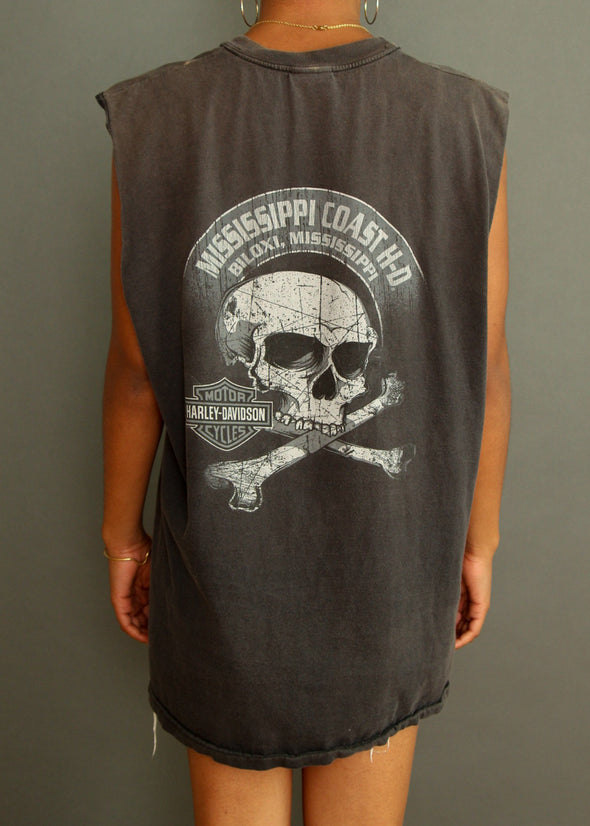 Vintage 90s Harley Flame and Skull Tank