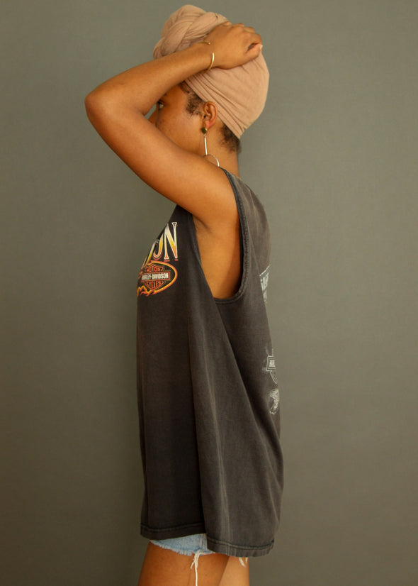 Vintage 90s Harley Flame and Skull Tank