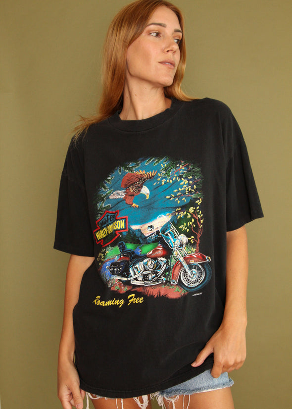 Vintage 90s Harley Roaming Free Tee