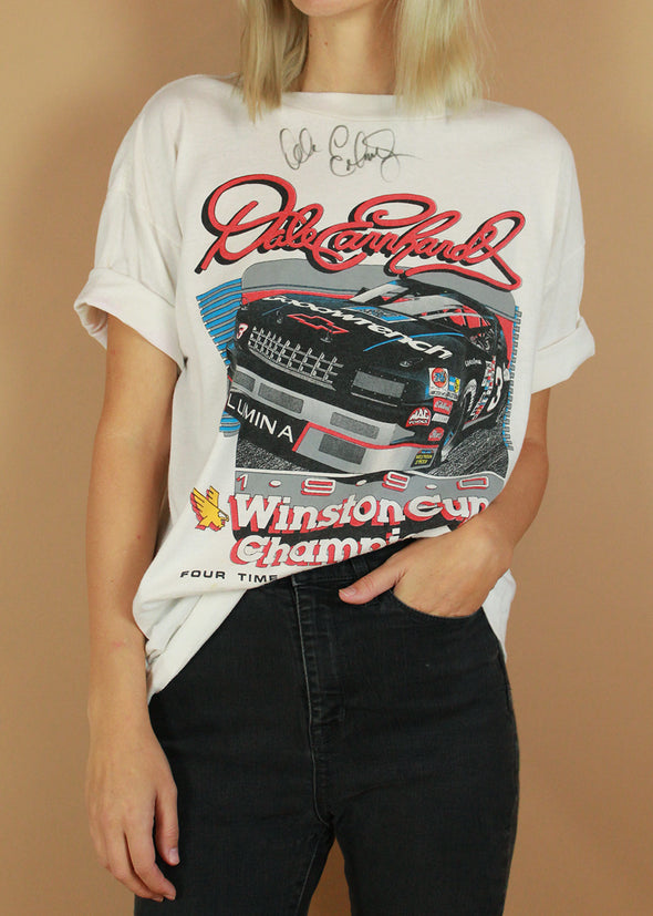 Vintage 1990 Winston Cup Dale Earnhardt Autographed Tee