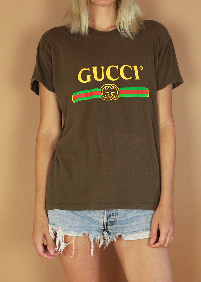 Vintage 80's Gucci Bootleg 'Painted Logo' Polo Shirt — The Pop-Up