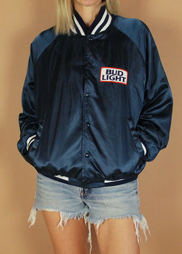 Vintage Bud Light Satin Bomber Jacket