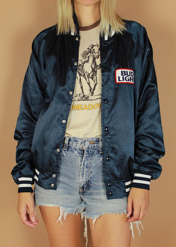 Vintage Bud Light Satin Bomber Jacket
