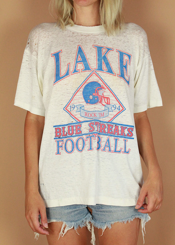 Vintage 94 Paper Thin Blue Streaks Football Tee