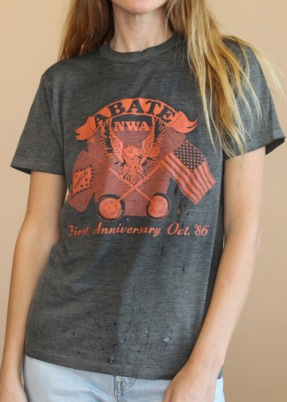 Vintage 1986 Grungy ABATE NWA Biker Tee