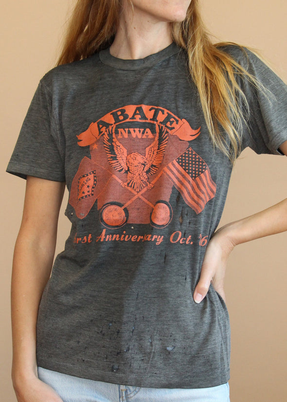 Vintage 1986 Grungy ABATE NWA Biker Tee