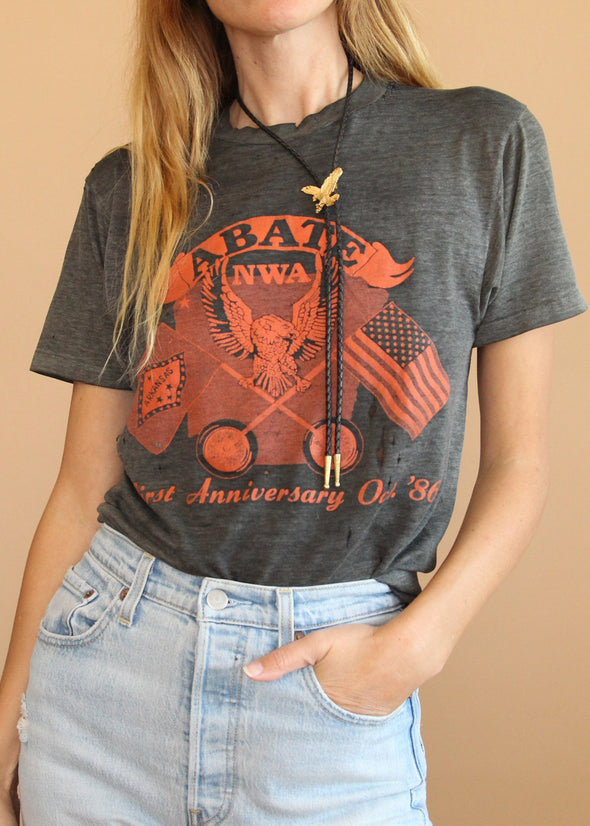 Vintage 1986 Grungy ABATE NWA Biker Tee