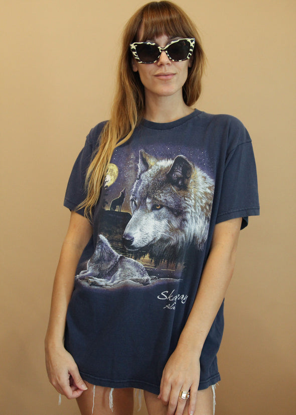Vinage 1990's Skagway Alaska Wolf Tee