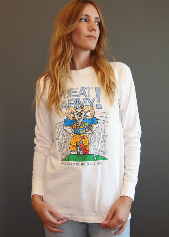Vintage 1988 Beat Army Go Navy Long Sleeve Tee