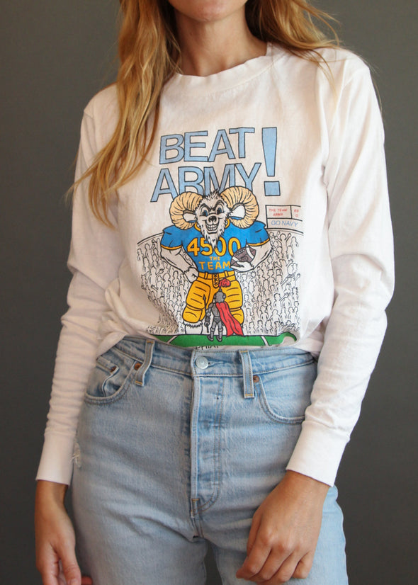 Vintage 1988 Beat Army Go Navy Long Sleeve Tee