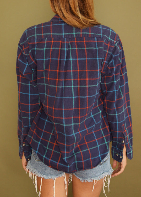 Vintage 90s Blue and Red Flannel