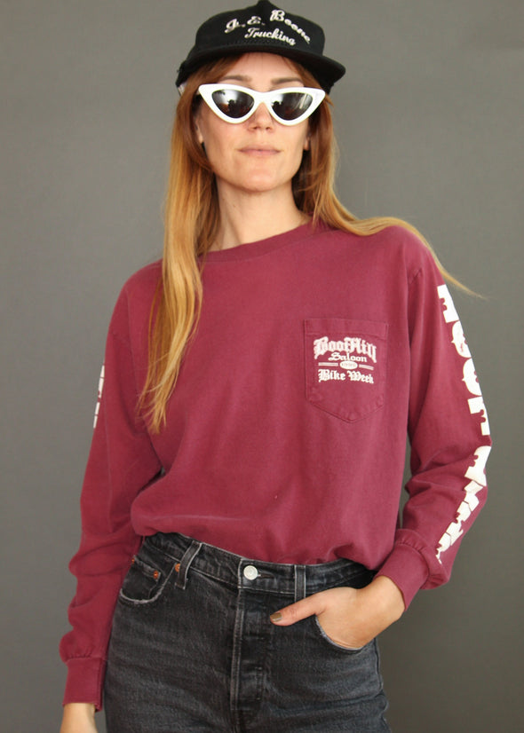 Vintage 1995 Boot Hill Saloon Long Sleeve Pocket Tee