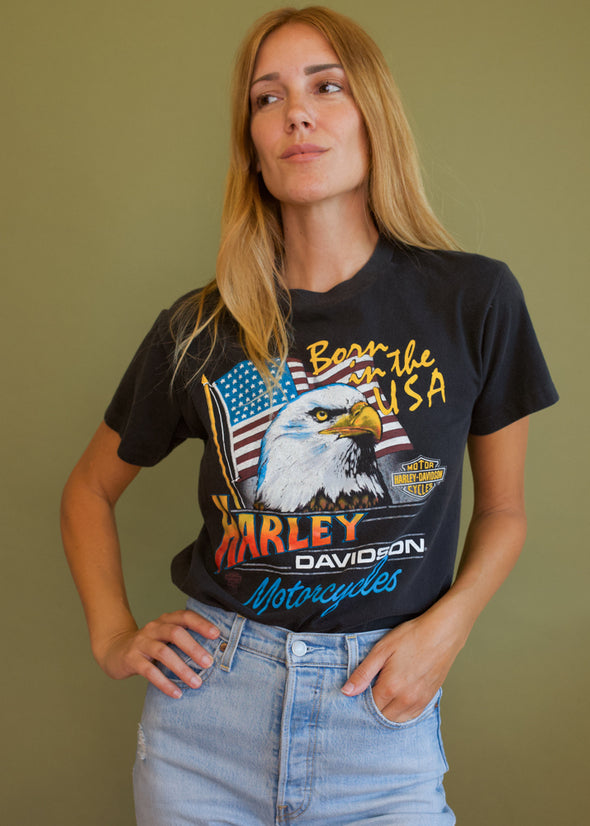 Vintage 1986 Harley Born in the USA Tee