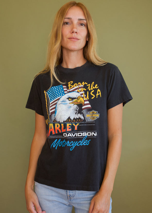 Vintage 1986 Harley Born in the USA Tee